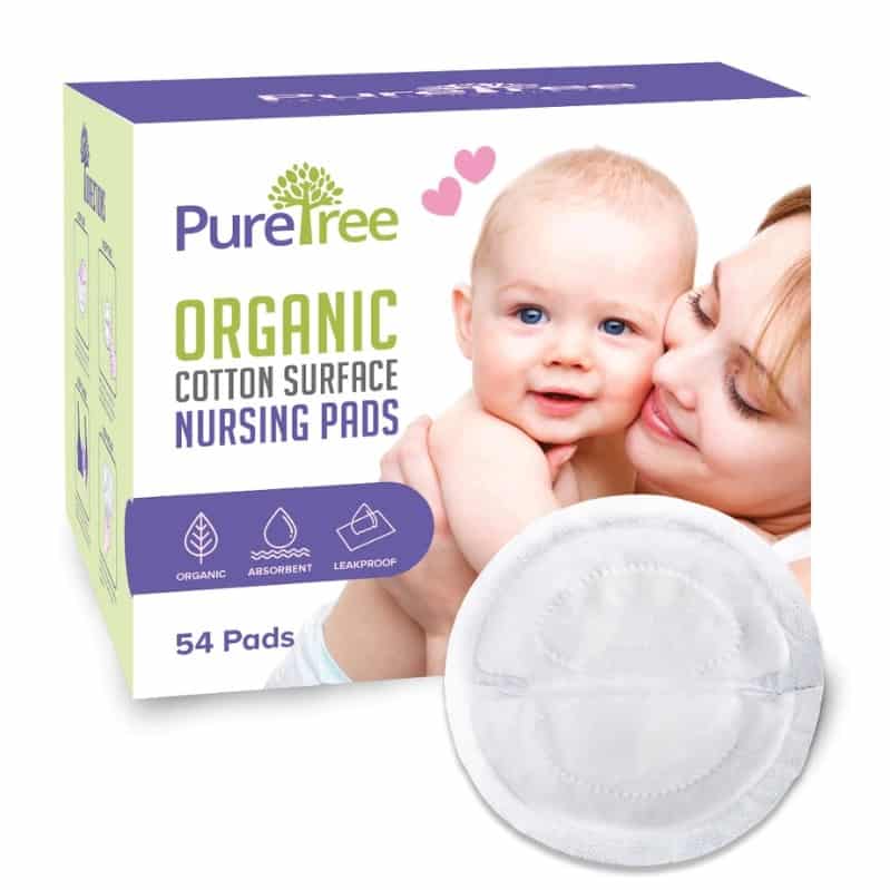 box of organic breastfeeding pads, puretree review recommends