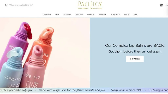 buying cruelty-free cosmetics from the Pacifica website copy