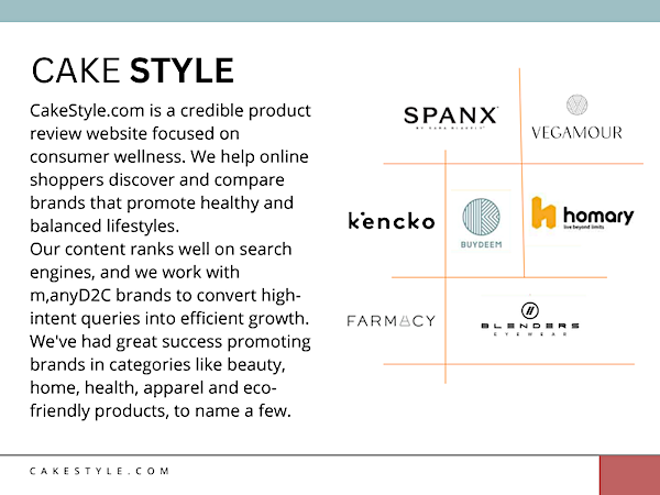 CakeStyle brands copy