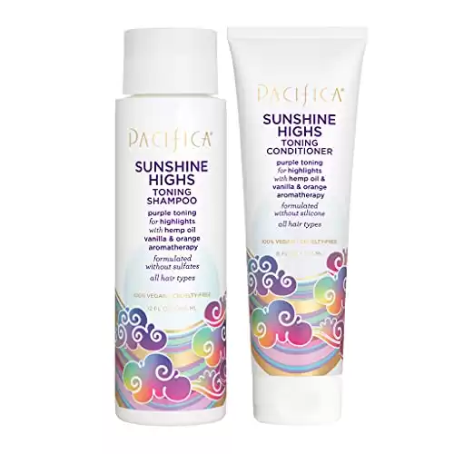 Pacifica Beauty Sunshine Highs Purple Shampoo and Conditioner for Neutralizing Yellow Tones