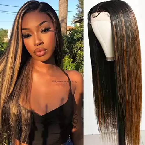 Nadula Hair Ombre FB30 Brown Highlight Straight T Part Lace Front Wigs