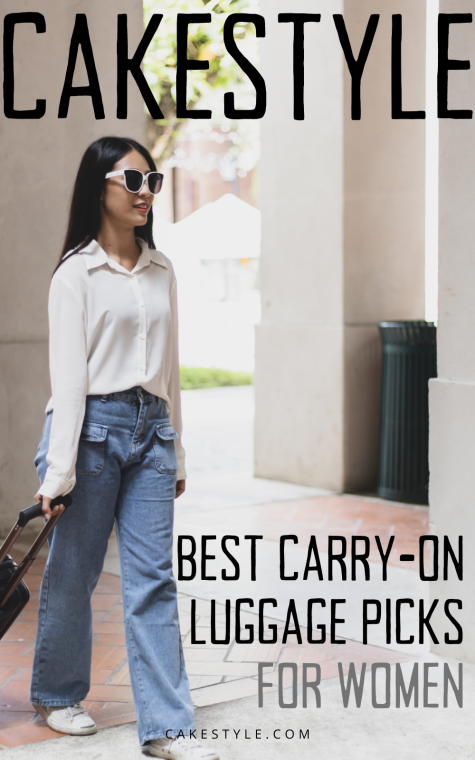 Woman in sunglasses taking her stylish carry-on while travelling