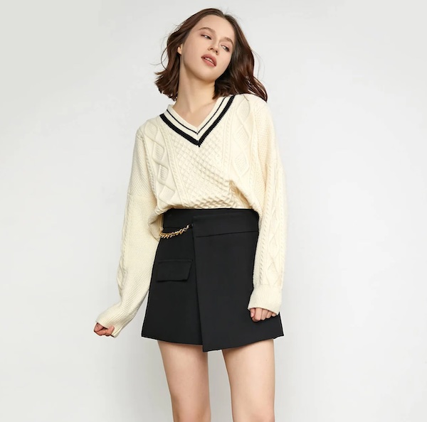 j.ing beige v-neck sweater