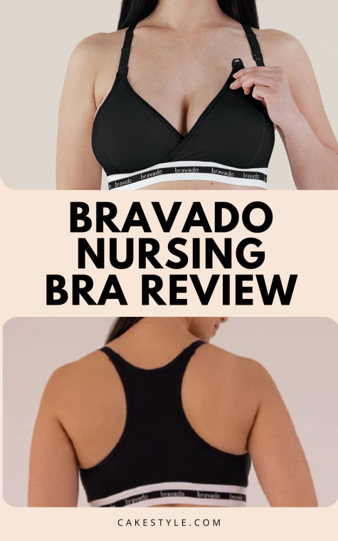 Woman showing her adjustable nursing bra