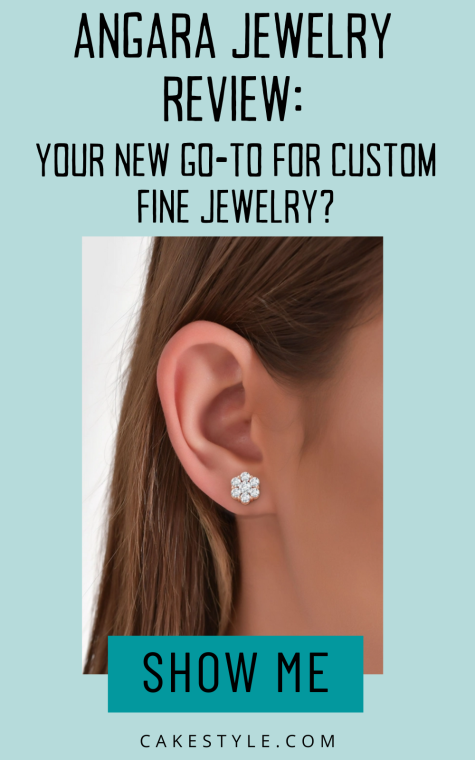 Angara Jewelry review woman wearing Angara stud earrings