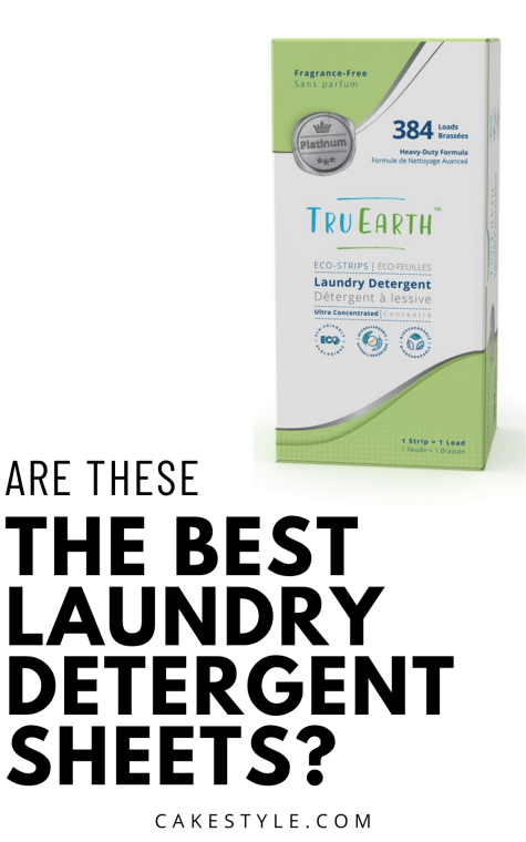 Tru Earth review box showing Tru Earth laundry detergent strips