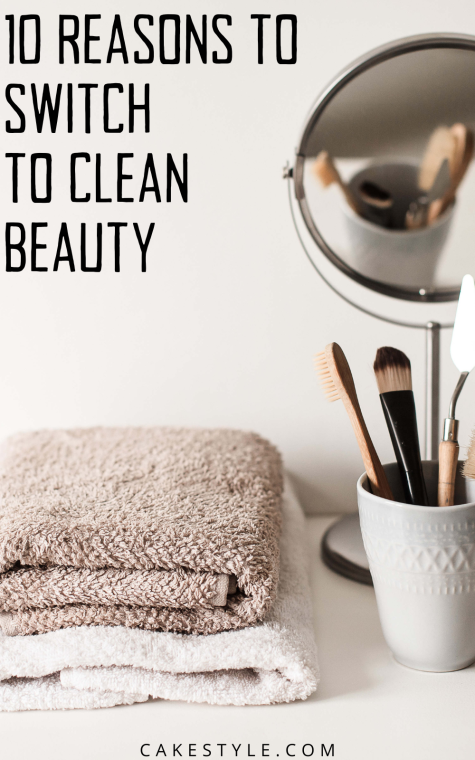 Cotton towels and eco-friendly brushes showing examples of making the switch to clean beauty