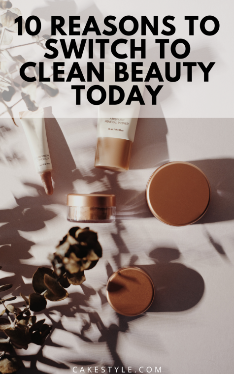 Bottles and makeup showing some of the benefits of the switch to clean beauty